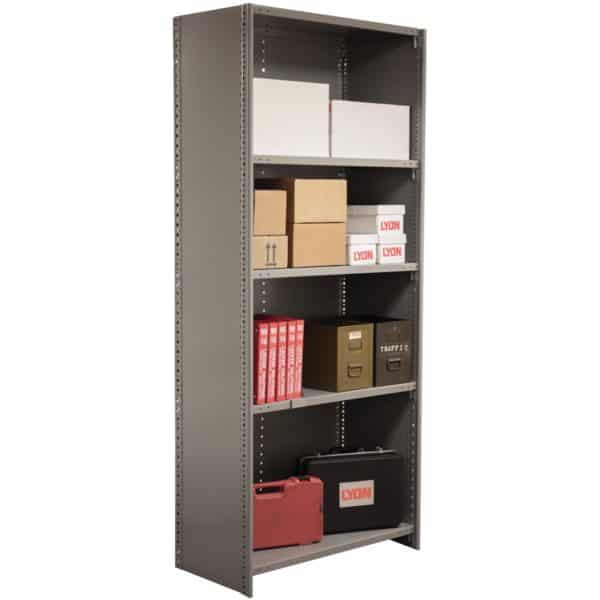 2000 series closed 5 shelf beaded post closed shelving starter with props