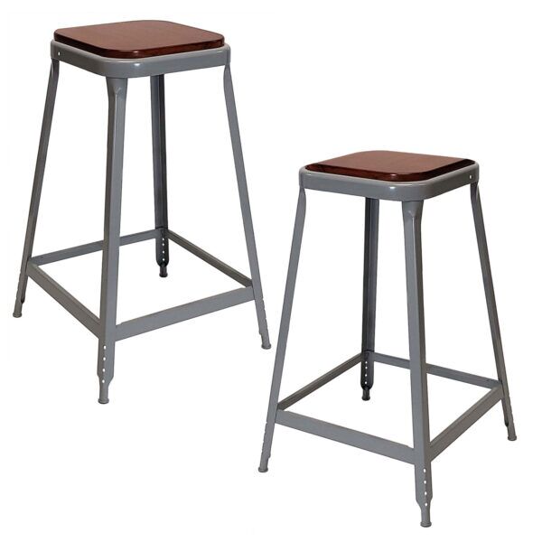 Lyon 1901 Metal Stool 24-inch with Wood Seat 2-Pack Dove Gray Lyon 1901 Metal Stool 24-inch with Wood Seat 2-Pack Dove Gray