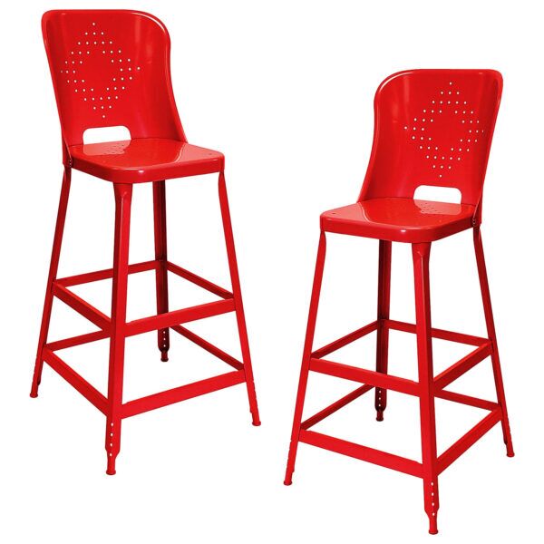 Lyon 1901 Metal Stool 30-inch with Back 2-Pack Red Baron Lyon 1901 Metal Stool 30-inch with Back 2-Pack Red Baron