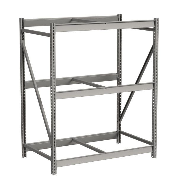 Lyon Bulk Storage Rack With Front To Back Supports 3 Level 1Ftb Starter Angle View Lyon Bulk Storage Rack With Front To Back Supports 3 Level 1Ftb Starter Angle View
