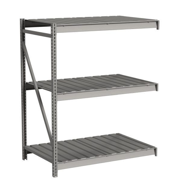 Lyon Bulk Storage Rack With Ribbed Decking 3 Level Add On Angle View Lyon Bulk Storage Rack With Ribbed Decking 3 Level Add On Angle View