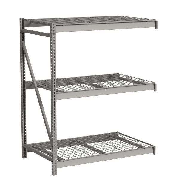 Lyon Bulk Storage Rack With Wire Decking 3 Level Add On Angle View Lyon Bulk Storage Rack With Wire Decking 3 Level Add On Angle View