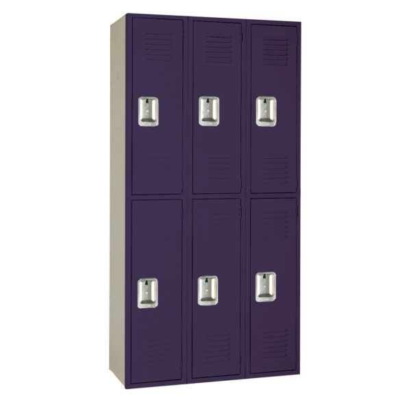 lyon double tier corridor locker with icm three wide wood violet lyon double tier corridor locker with icm three wide wood violet