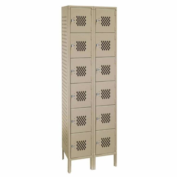 lyon heavy duty ventilated lockers six tier two wide putty