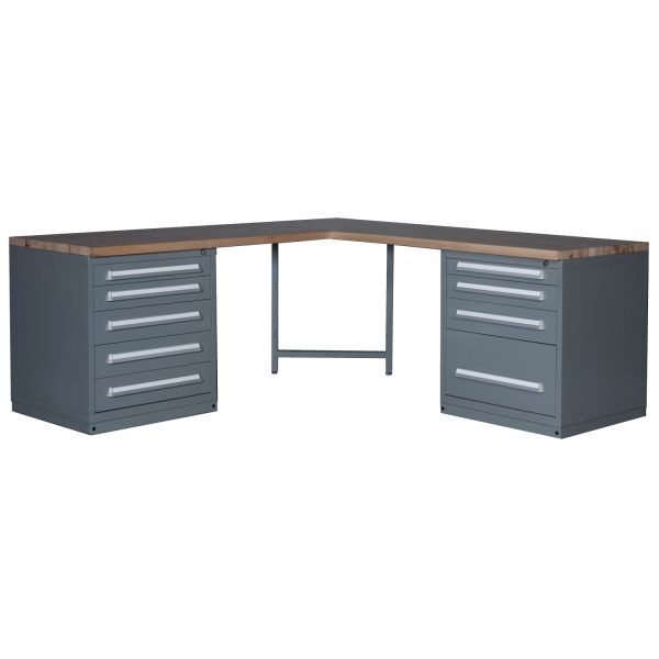Lyon industrial workbench 90 inch wide corner hardwood top 251WBC17