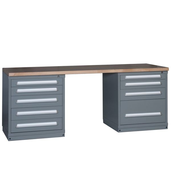 Lyon industrial workbench 90 inch wide hardwood top dual cabinets 251WBC14 Lyon industrial workbench 90 inch wide hardwood top dual cabinets 251WBC14