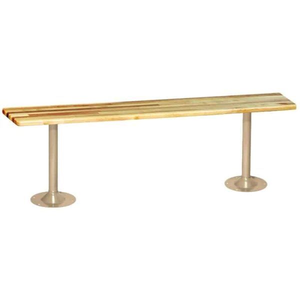 lyon locker room hardwood bench 2 steel pedestals putty