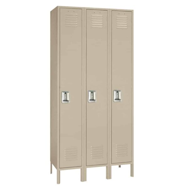 Lyon Single Tier Steel Lockers 3 Wide Putty Lyon Single Tier Steel Lockers 3 Wide Putty