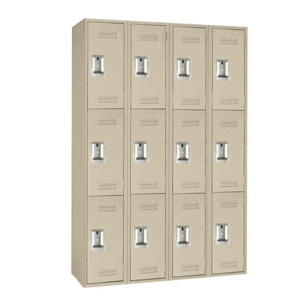Lyon metal locker triple tier four wide no legs putty Lyon metal locker triple tier four wide no legs putty