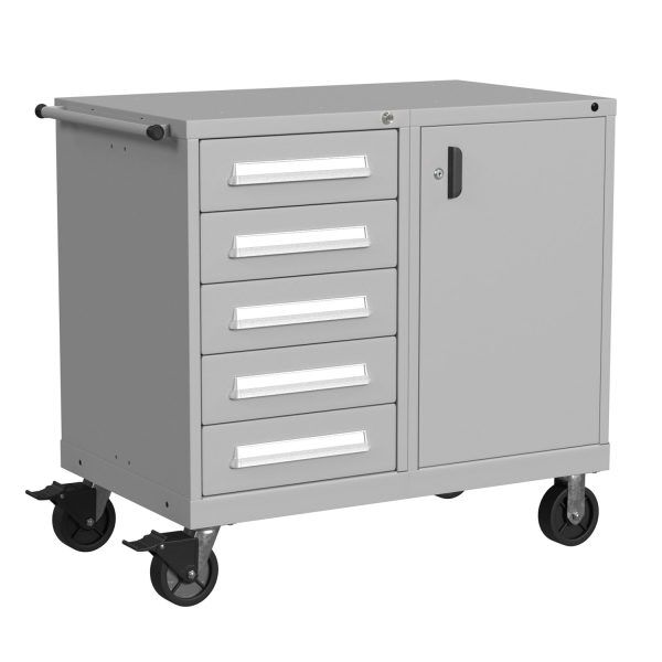 Lyon Modular Mobile Tool Cabinet Mid-Range Height 45 inch Wide 5 Drawers 1 Door S402230W1002 Angle View Lyon Modular Mobile Tool Cabinet Mid-Range Height 45 inch Wide 5 Drawers 1 Door S402230W1002 Angle View