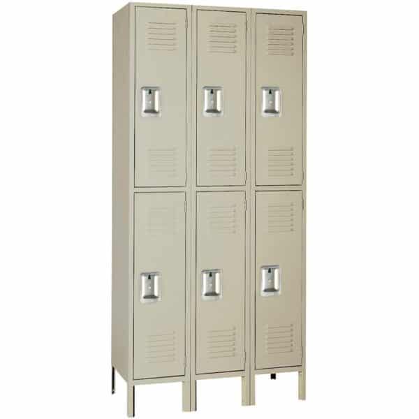 Lyon PDQ Steel Double Tier Lockers 3 Wide Putty