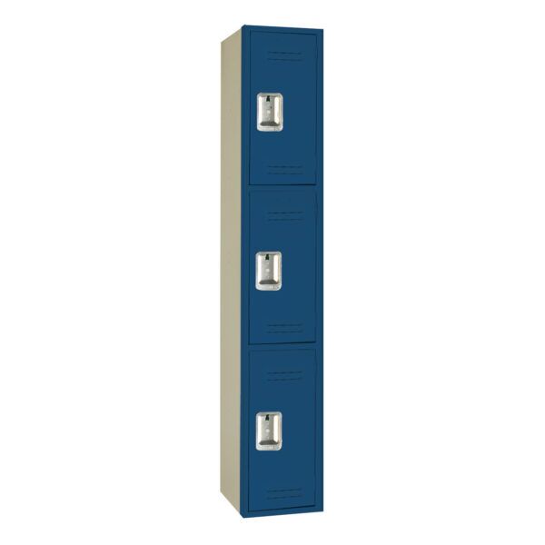 Lyon Triple Tier Corridor Lockers with ICM One Wide Blue Streak