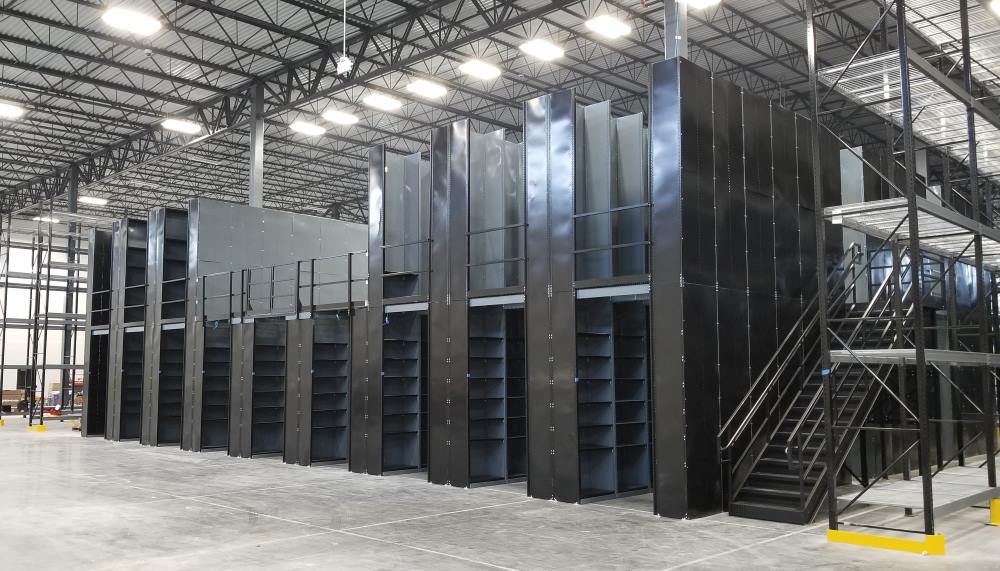 lyon two level warehouse shelving guide installed