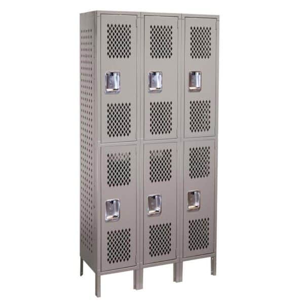 Lyon ventilated locker double tier icm three wide dove gray Lyon ventilated locker double tier icm three wide dove gray