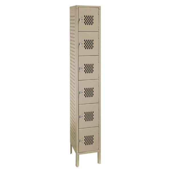Heavy-Duty Ventilated Six Tier Box Locker 1-Wide | Lyon (6T DP 1W)